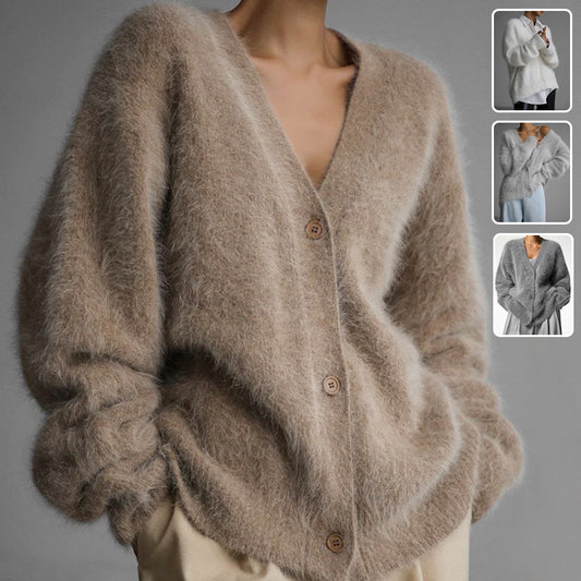 Cardigan duveteux à maille légère et coupe élégante