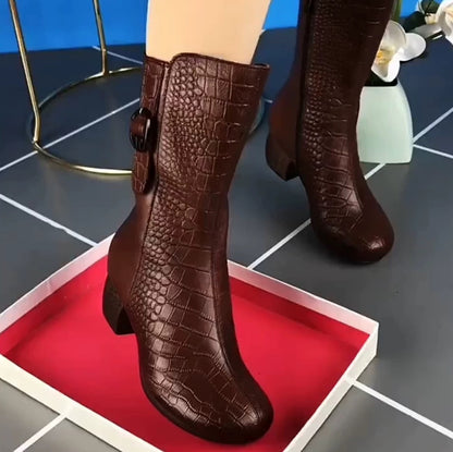 Bottes Femme Mi-Mollet Élégantes avec Talon Confort