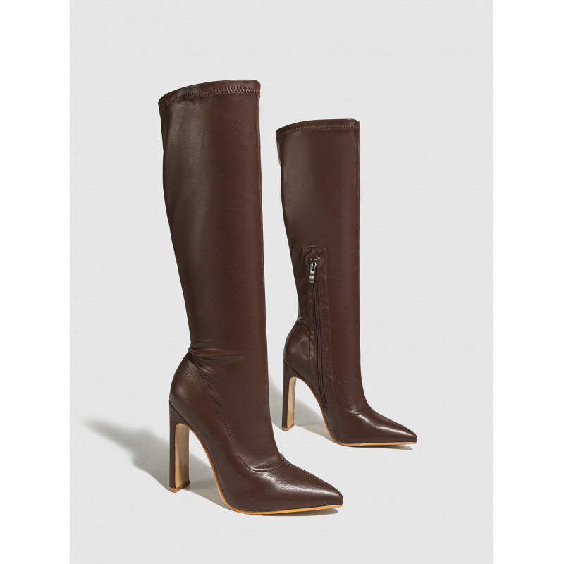 Bottes Hautes Élancées à Talon Fin et Pointe Effilée