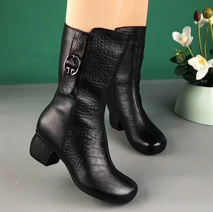 Bottes Femme Mi-Mollet Élégantes avec Talon Confort